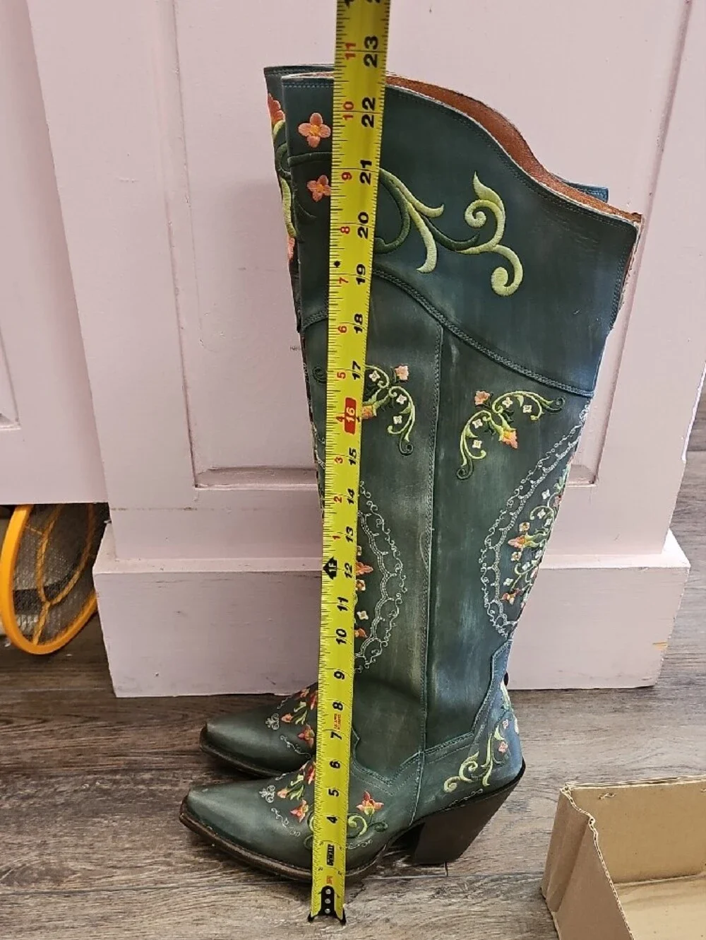 Dan Post Cognac Leather Boot Interior with White Logo Stamp